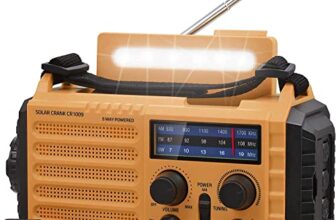 Tragbare Solar, Notfall Radio mit Kurbel, Dynamo Wetter AM/FM/SW Radio,4000mAh Wiederaufladbare Powerbank,USB-Handy-Lader,LED Taschenlampe & Leseleuchte,SOS Alarm,Kompass für Camping Ourdoor